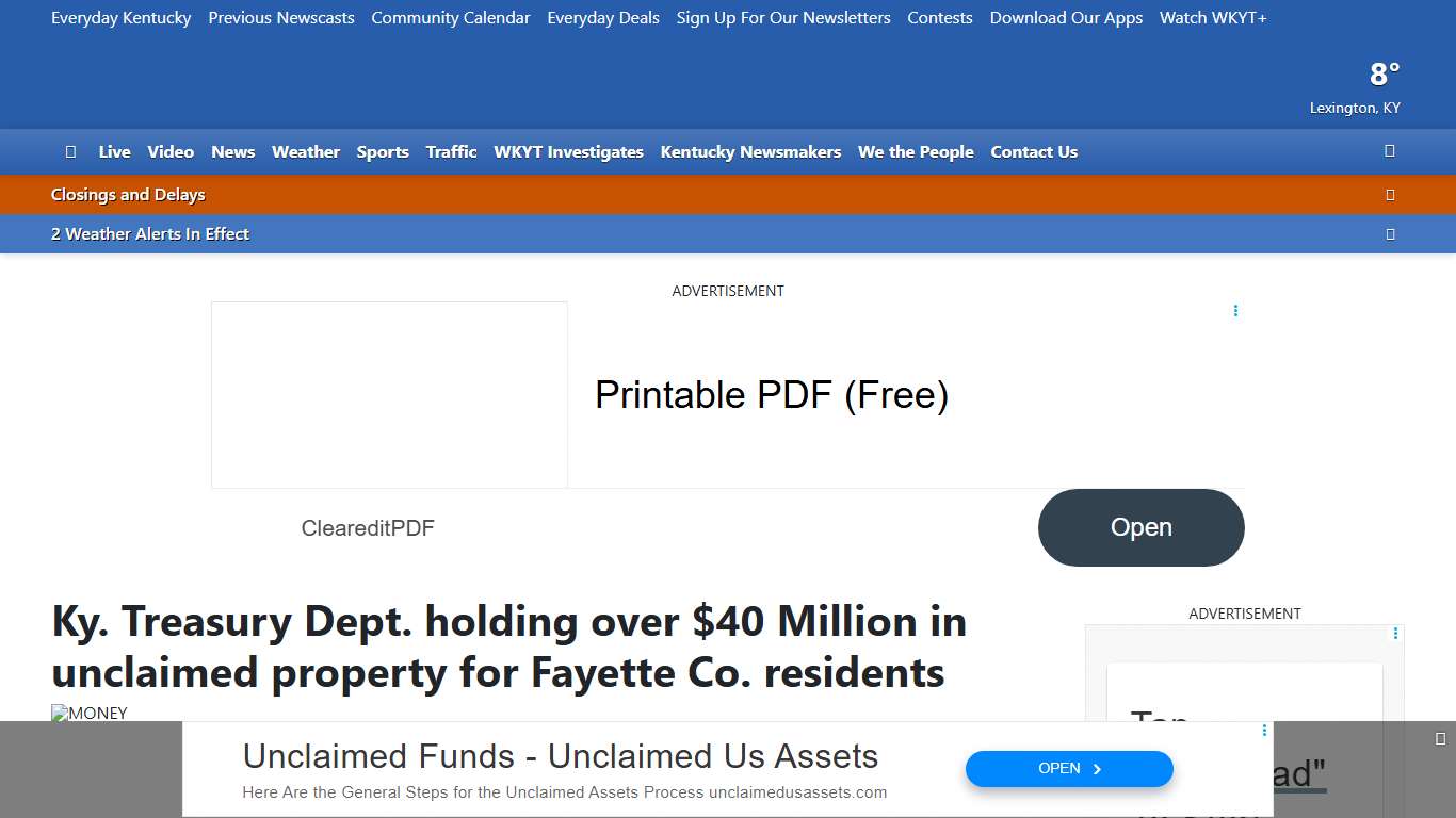 Ky. Treasury Dept. holding over $40 Million in unclaimed property for Fayette Co. residents