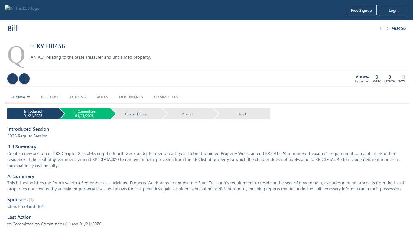 KY HB456 BillTrack50